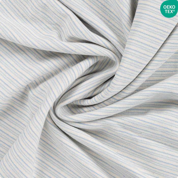 Tricot french terry wit met blauwe strepen - Qjutie & the Qjutest